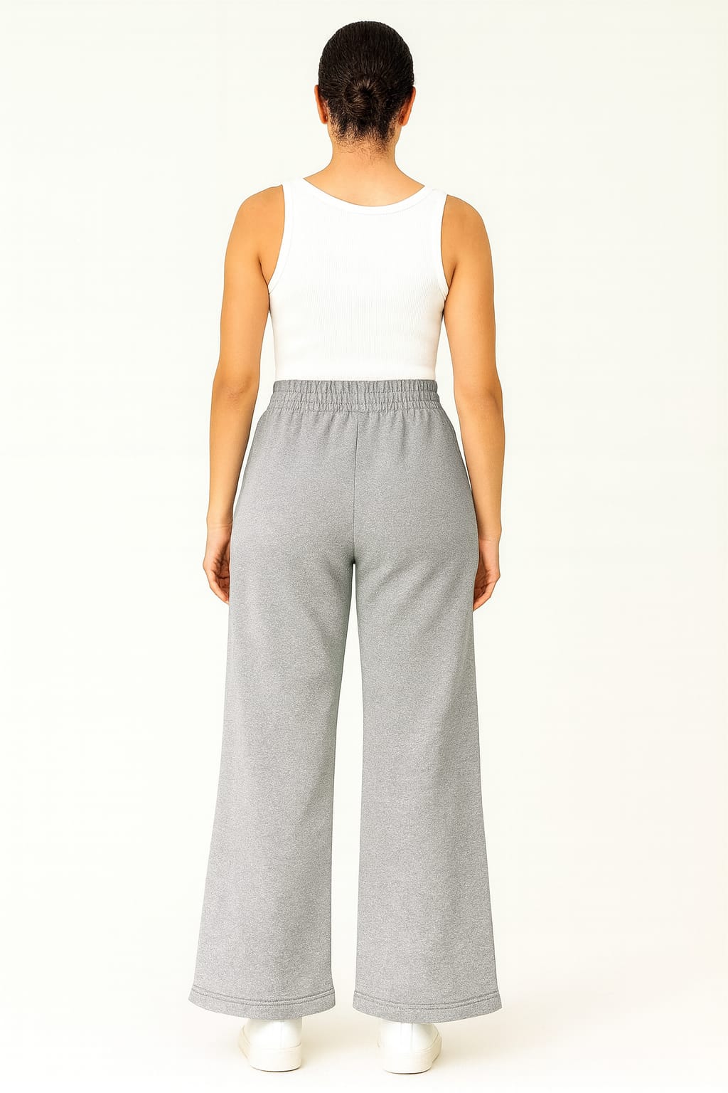 2703-FX Dipped Hip V-Pleated Trouser For Women-Grey