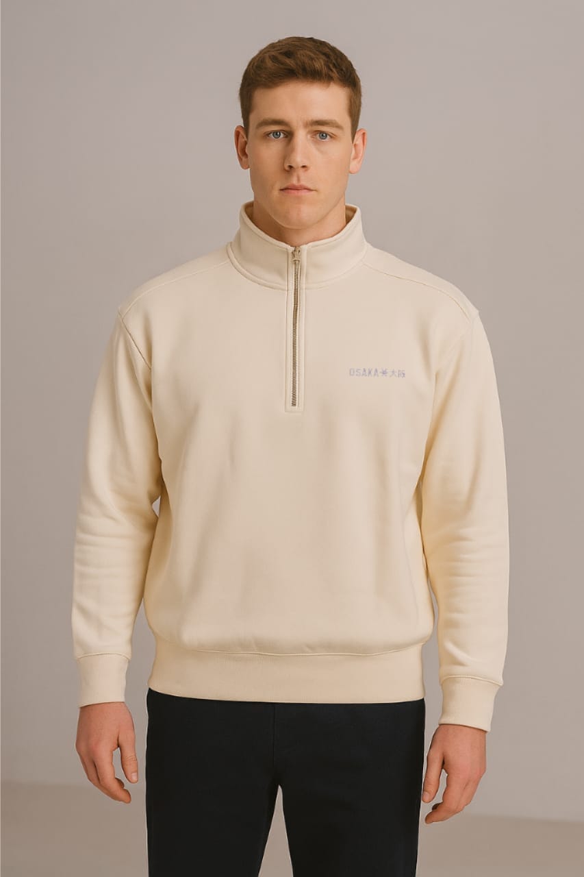 2778-Osk Men Half Zip Oversized Sweater-Grey