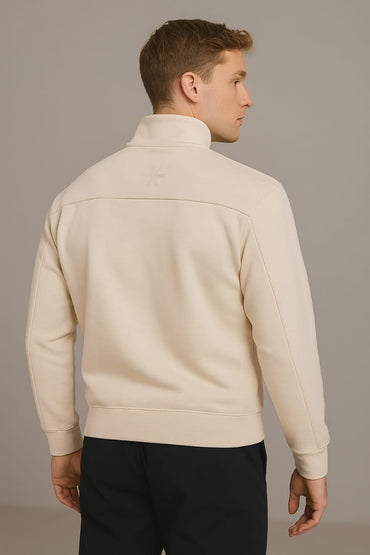 2778-Osk Men Half Zip Oversized Sweater-Grey