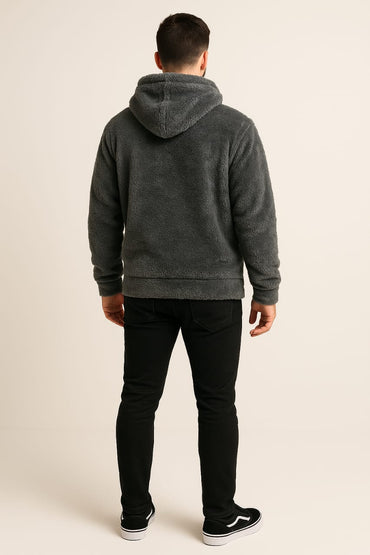 Raff & Taff Pullover Sherpa Hood For Men-2351-Anthracite