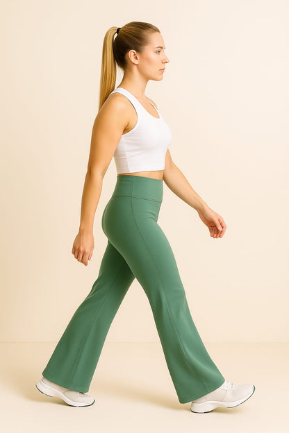 2702-OSK Gym Wear Flare Leggings Women-Green