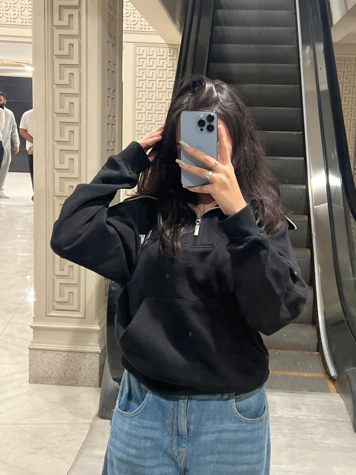 2310-OSK Half Zip Sweater Women-Black