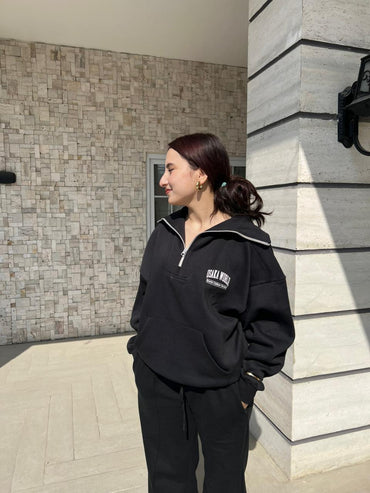 2310-OSK Half Zip Sweater Women-Black