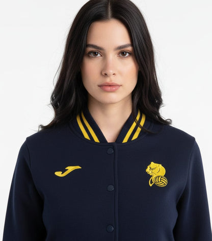 2756-JM Unisex Tiger Gold Print BaseBall Button Jacket-Navy