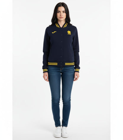 2756-JM Unisex Tiger Gold Print BaseBall Button Jacket-Navy