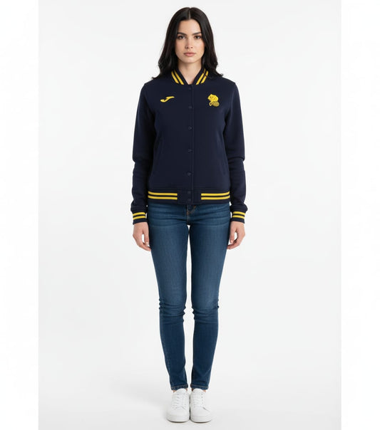 2756-JM Unisex Tiger Gold Print BaseBall Button Jacket-Navy