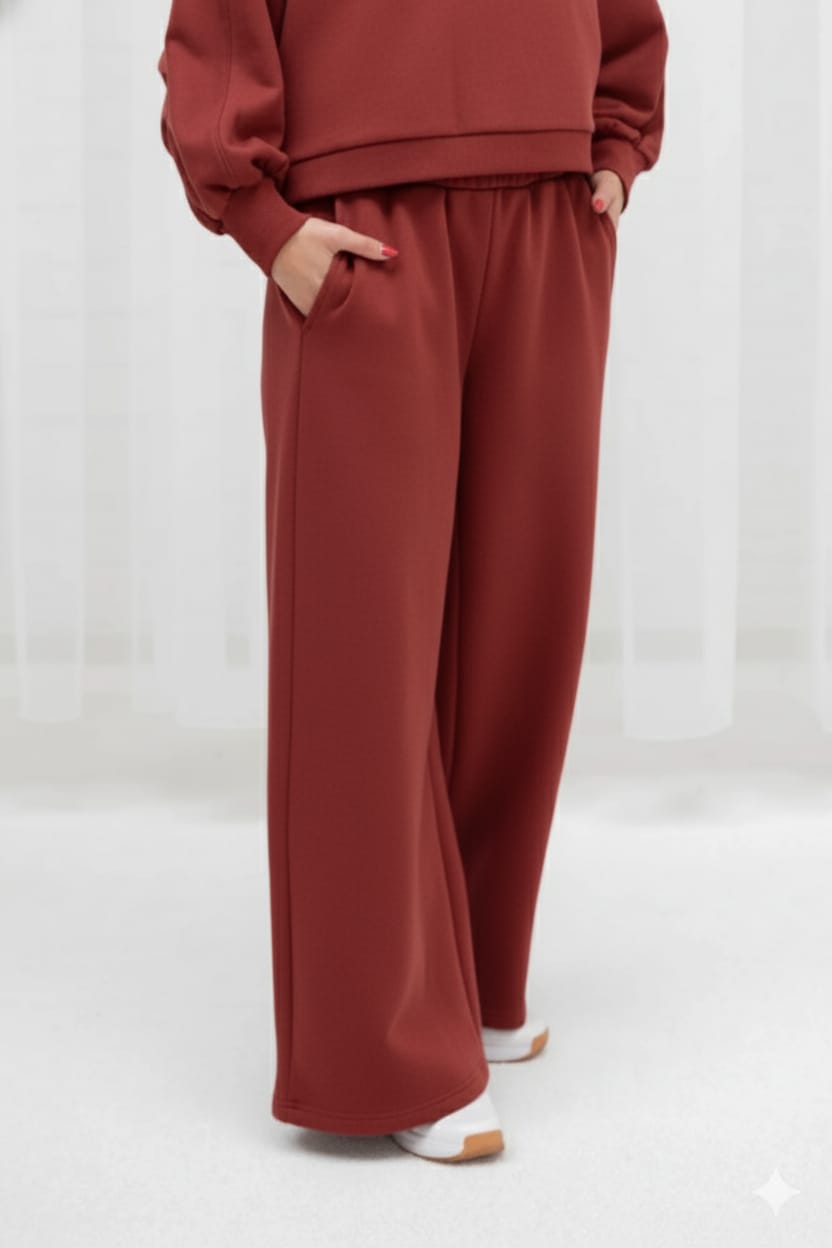 2761-Osk Women Wide Leg Sweatpant-Brown