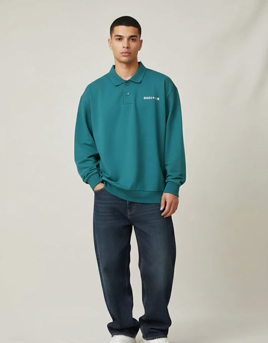 2762-Osk Men Polo Sweater-Teal