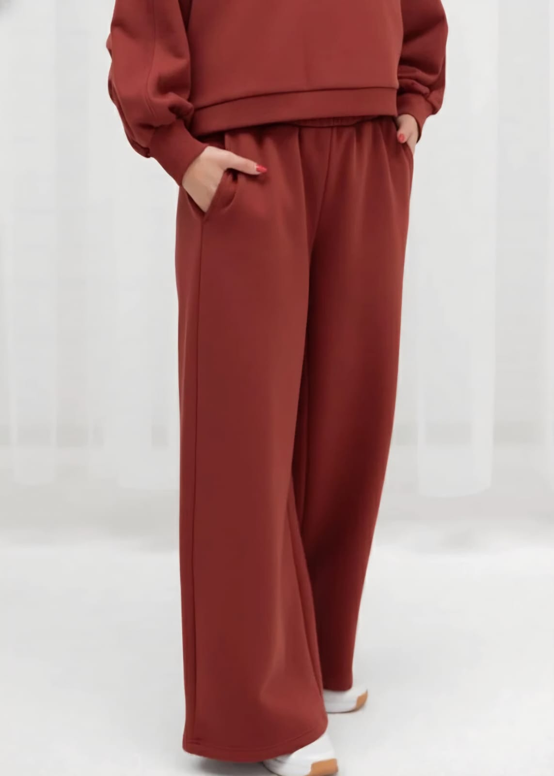 2761-Osk Women Wide Leg Sweatpant-Brown