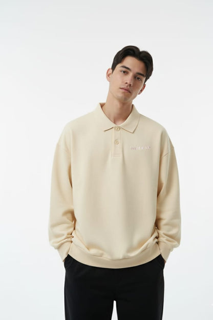 2762-Osk Men Polo Sweater-Cream