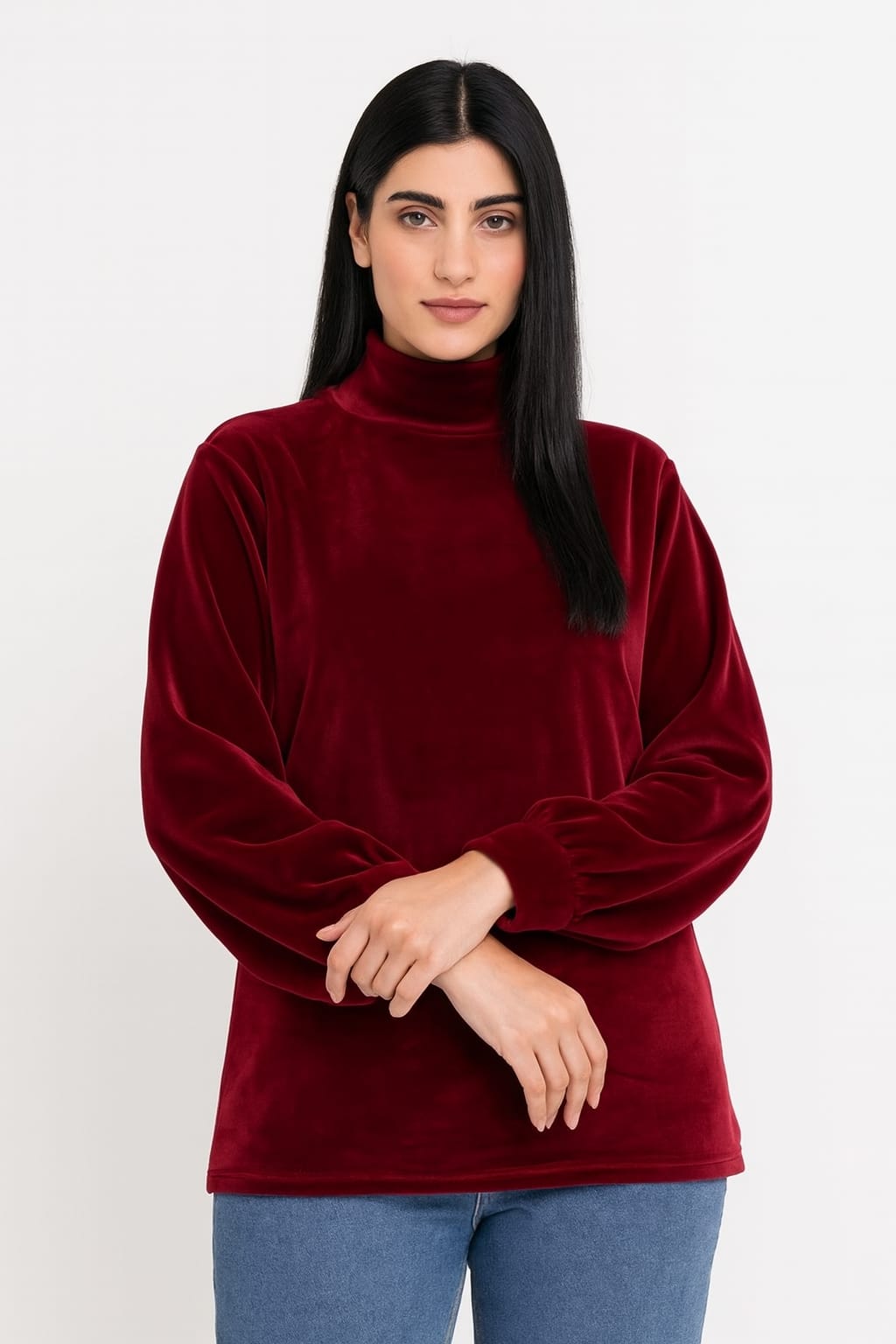 Velvet Turtle Neck For Women-2352