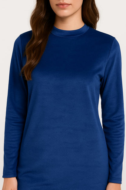 Velvet Crew Neck Tracksuite For Women-2354-Royal Blue