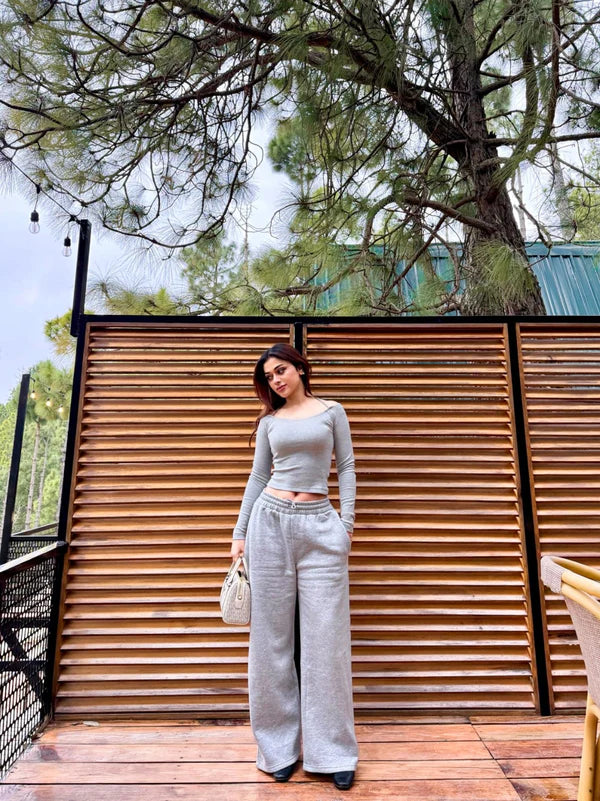 2774-Shape High Waist Sweat Wide Leg Joggers Women