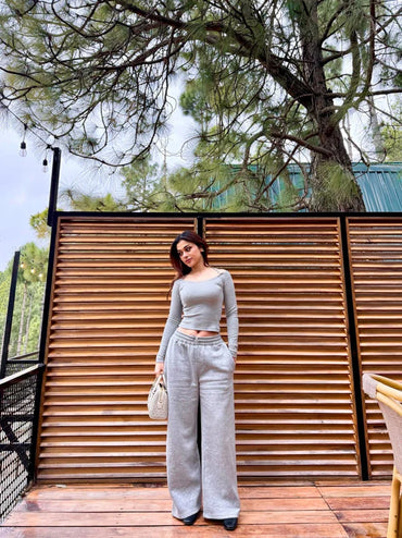 2774-Shape High Waist Sweat Wide Leg Joggers Women