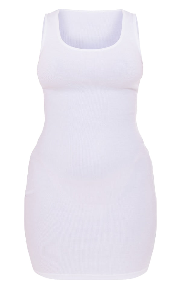 PLT Scoope Neck Strappy Bodycon Dress-2444-White