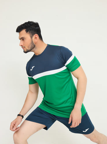 Joma Danubio Polyester T-shirt For Men-MTST-2190Green Navy