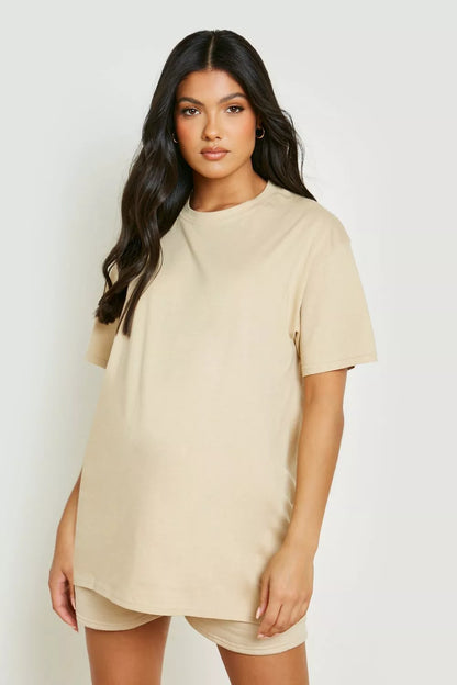 BH Maternity Basic Oversized T-Shirt-2452-Stone