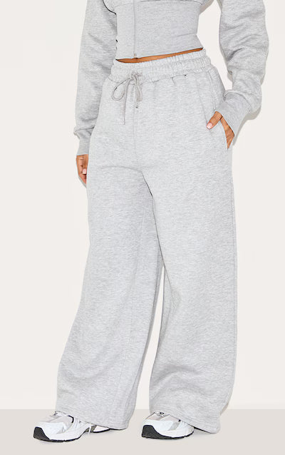 Petite Oversized Wide Leg Trousers-PLT-2550-Grey