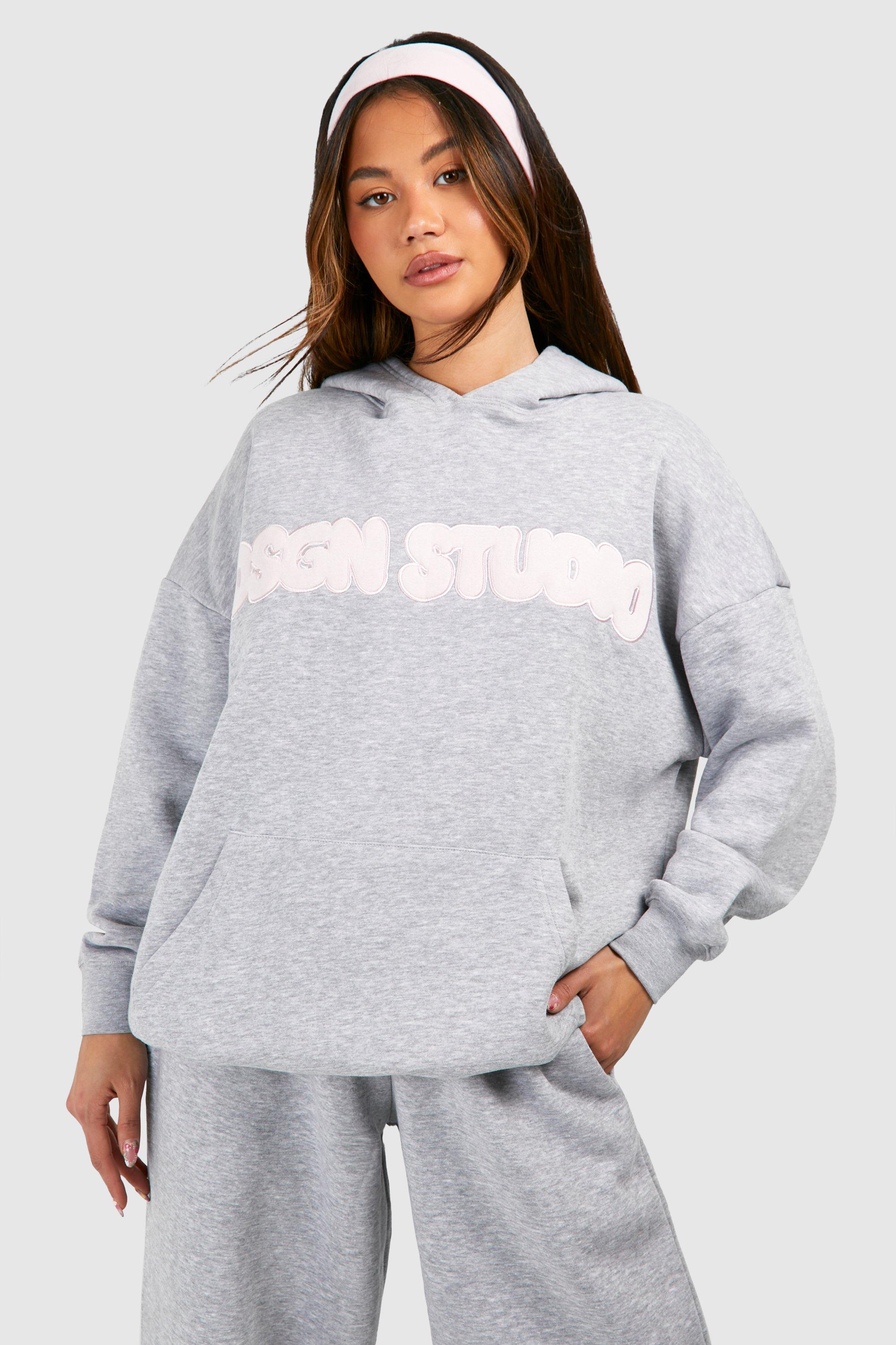 Dsgn Studio Applique Oversized Hood For Women-Bho-2380Grey