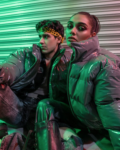 3000-Women’s Vinyl Cropped Full Zip Jacket