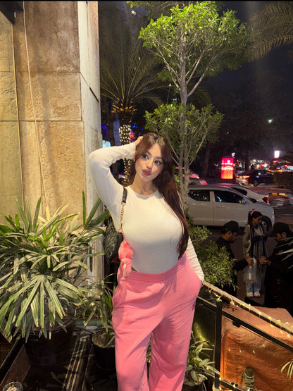 2705-BH Wadrobe Essentials Wide Leg Flare Trouser-Pink