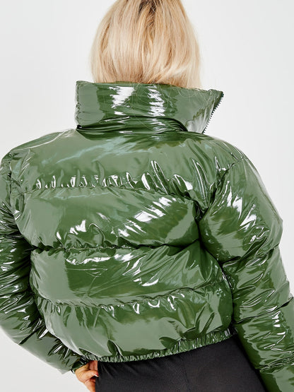 3000-Women’s Vinyl Cropped Full Zip Jacket