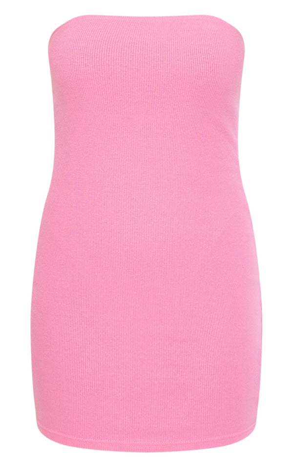 PLT Rib Bandau Bodycon Dress-2446-Pink