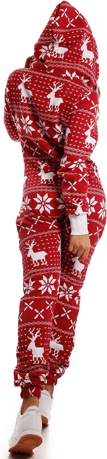 Crazyage Deer Print Jumpsuit For Women-2285-red