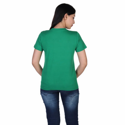 Fapak Solid Round Neck T-shirt For Women-2405-Green