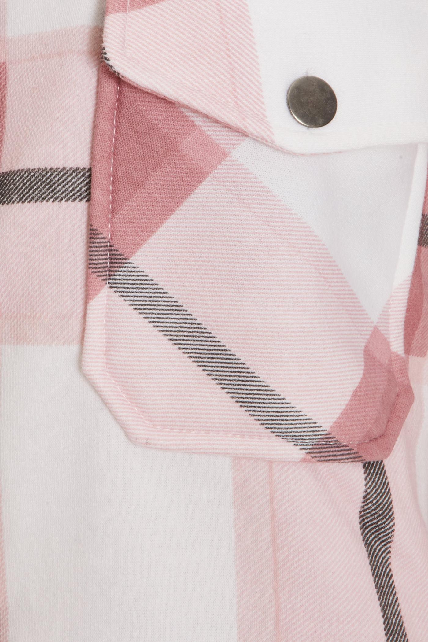 Pink & wht Checked Shacket For Her-LSHKT-0020-Pink White - FactoryX.pk
