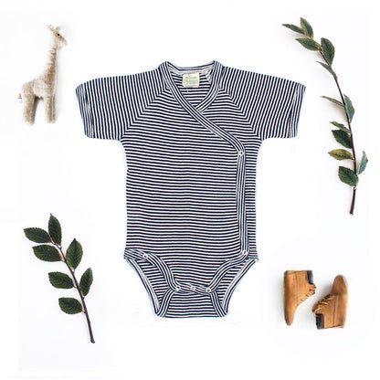 Stripped baby Romper-KRMR-0125-White Black - FactoryX.pk