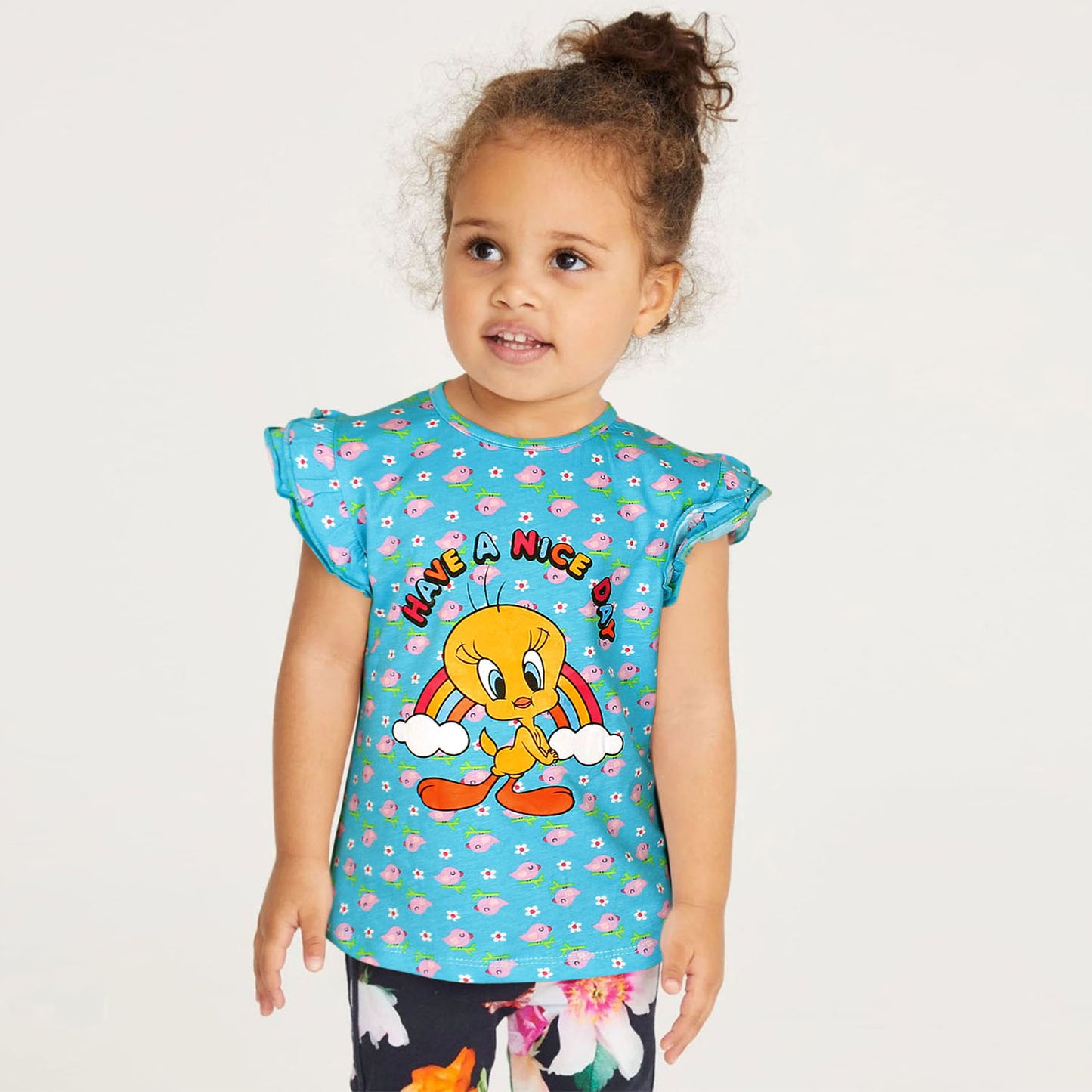 Zochee Tweety Prined Girls T-shirt-KTST-2140