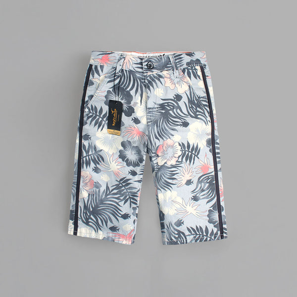 Raw culture floral  Printed Shorts-KSTS-0107-Light Blue - FactoryX.pk