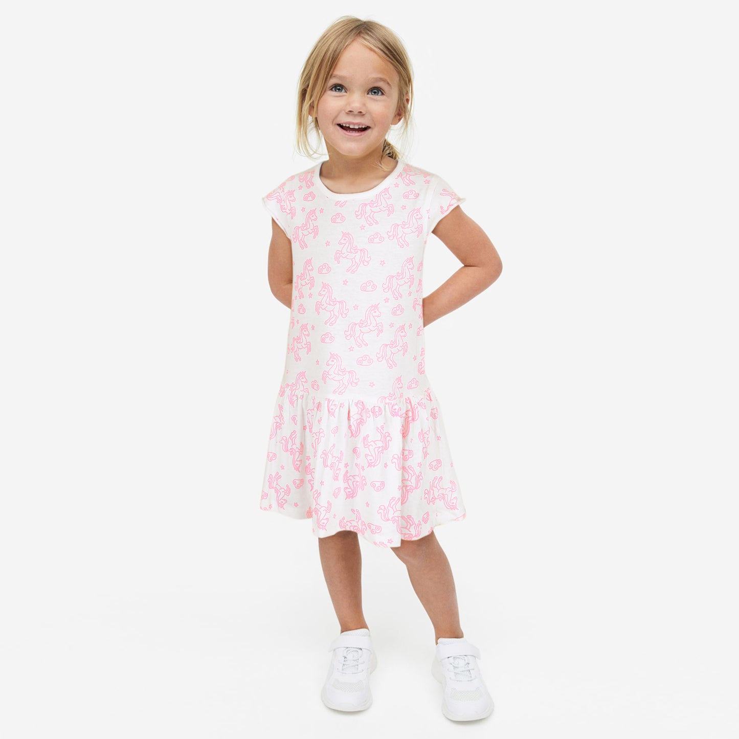 Rawculture  Pink Unicorn Printed Girls Frock-KFRK-2116