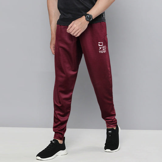 Dropshot square print pocket trouser-MTRS-0076-Burgundy - FactoryX.pk