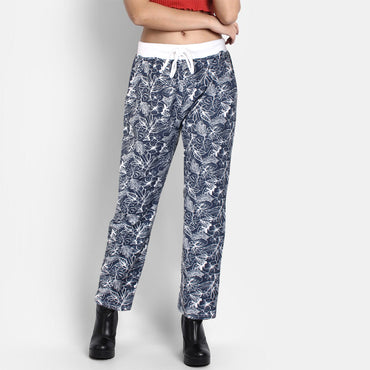 Splash Printed Trouser For Her in-LTRS-0034-Navy - FactoryX.pk