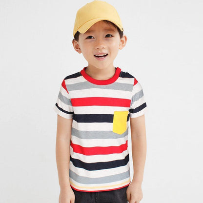 Baby Club Strips T-shirt For Boys-KTST-0132-White