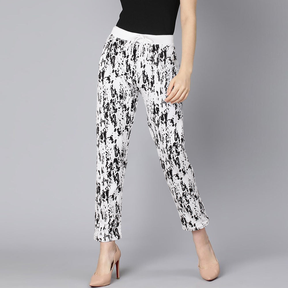 Mix Printed Trouser For Her in Blk/wht-LTRS-0035-Black White - FactoryX.pk