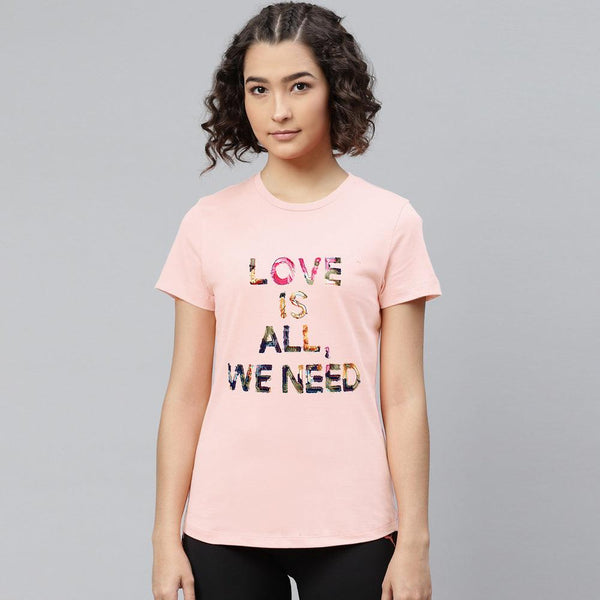 Love is All Printed Tees For Her-LTST-0006-Pink - FactoryX.pk