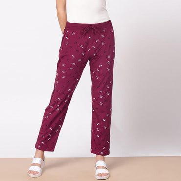 Anchor Printed Trouser For Her-LTRS-0032-Red-LT204