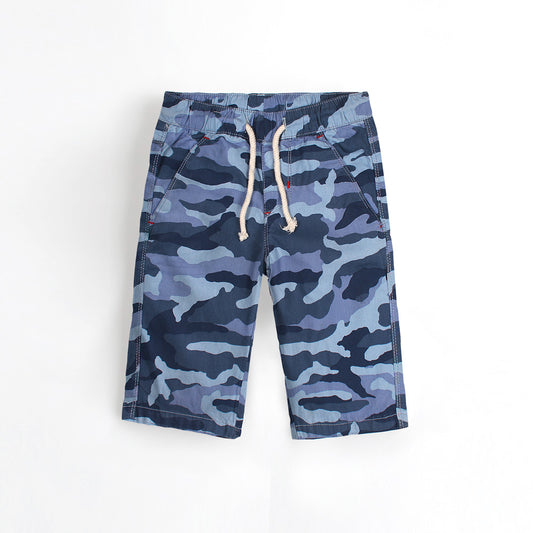 Navy Camo Print Shorts For Kids-KSTS-0112-Navy - FactoryX.pk