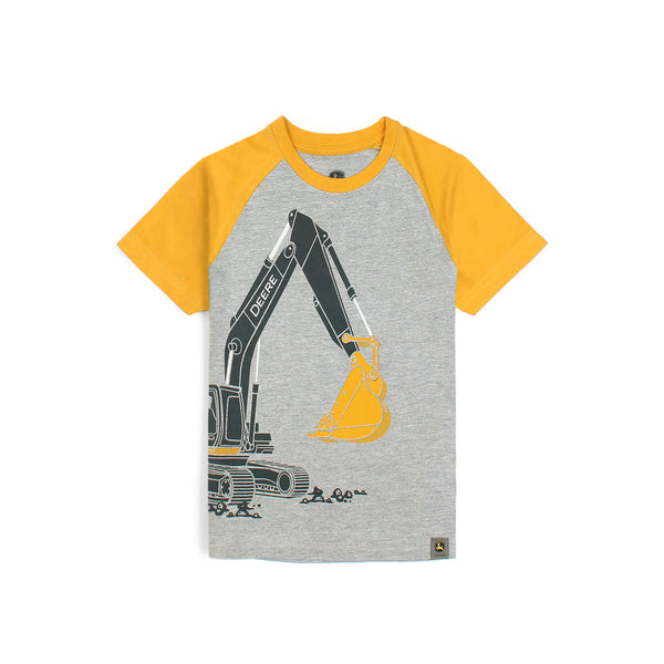 John Deere Excavator Printed Boys T-shirt-KTST-2164-Grey