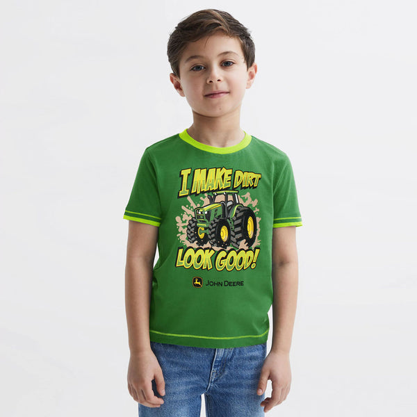 John Deere I Make Dirt Printed Boys T-shirt-KTST-2169-Green