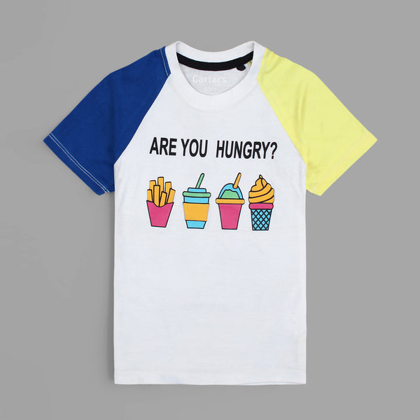 Carters are you hungry Pritned T-shirt For Boys-KTST-2197-White