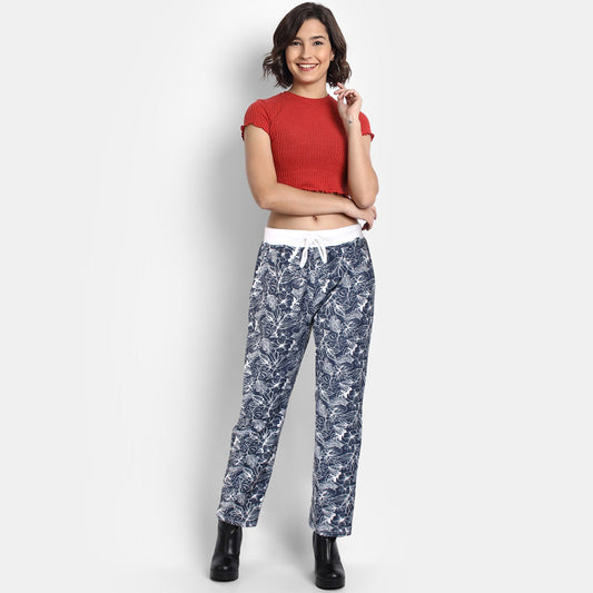 Splash Printed Trouser For Her in-LTRS-0034-Navy - FactoryX.pk