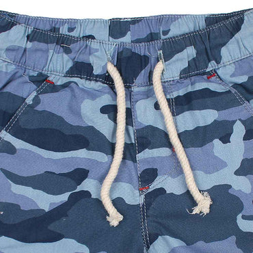 Navy Camo Print Shorts For Kids-KSTS-0112-Navy - FactoryX.pk