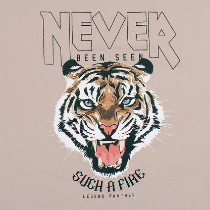 Ladypiltan Never Tiger Print T-shirt For Ladies-Nude Pink