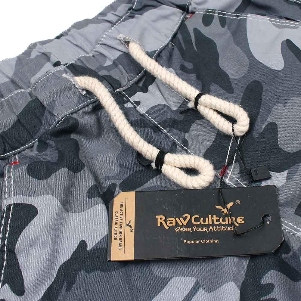 Raw Culture Grey Camo Print Shorts for kids.-KSTS-0101-Grey - FactoryX.pk