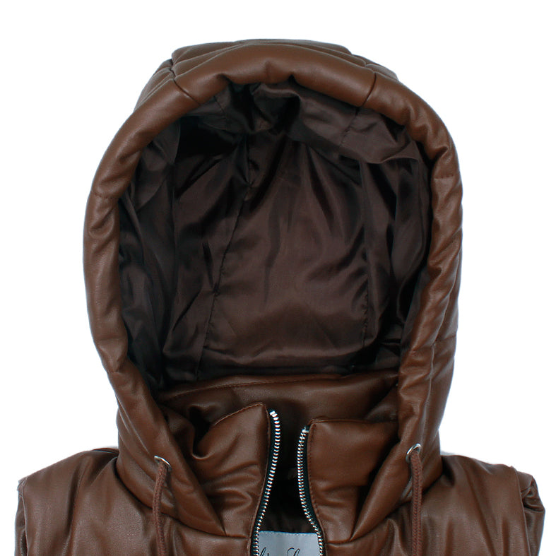 Camel Sleeveless Leather jacket for Women-2022 - FactoryX.pk