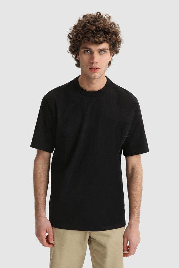 Fapak Crew Neck-Shirt For Men-MTST-0052-Black - FactoryX.pk